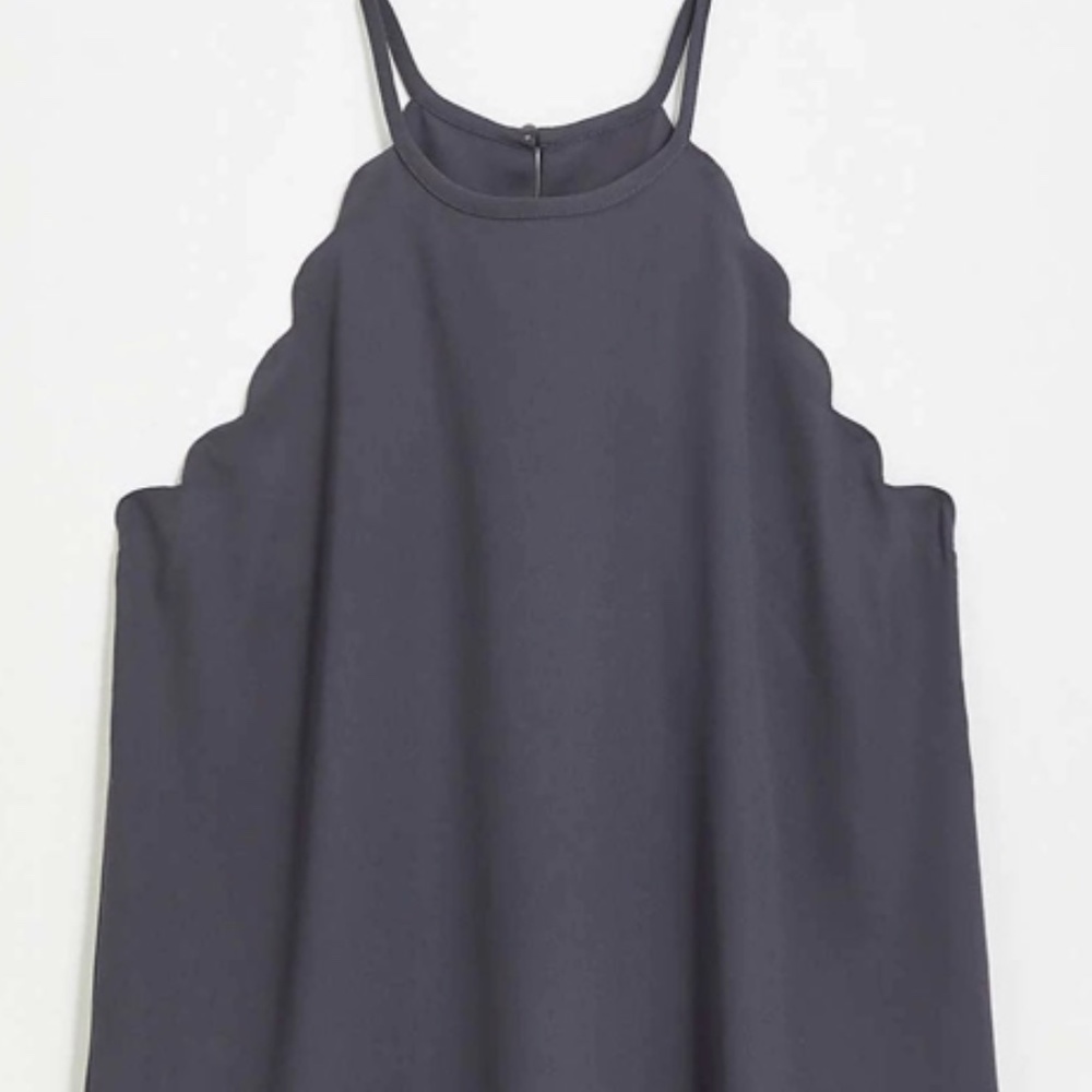 LOFT Tops Scalloped Coastal Grey Halter Top-NEW!